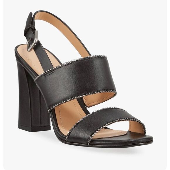 Coach Rylie Black Beadchain Heel Sandals Black Size 9.5B - Picture 1 of 1